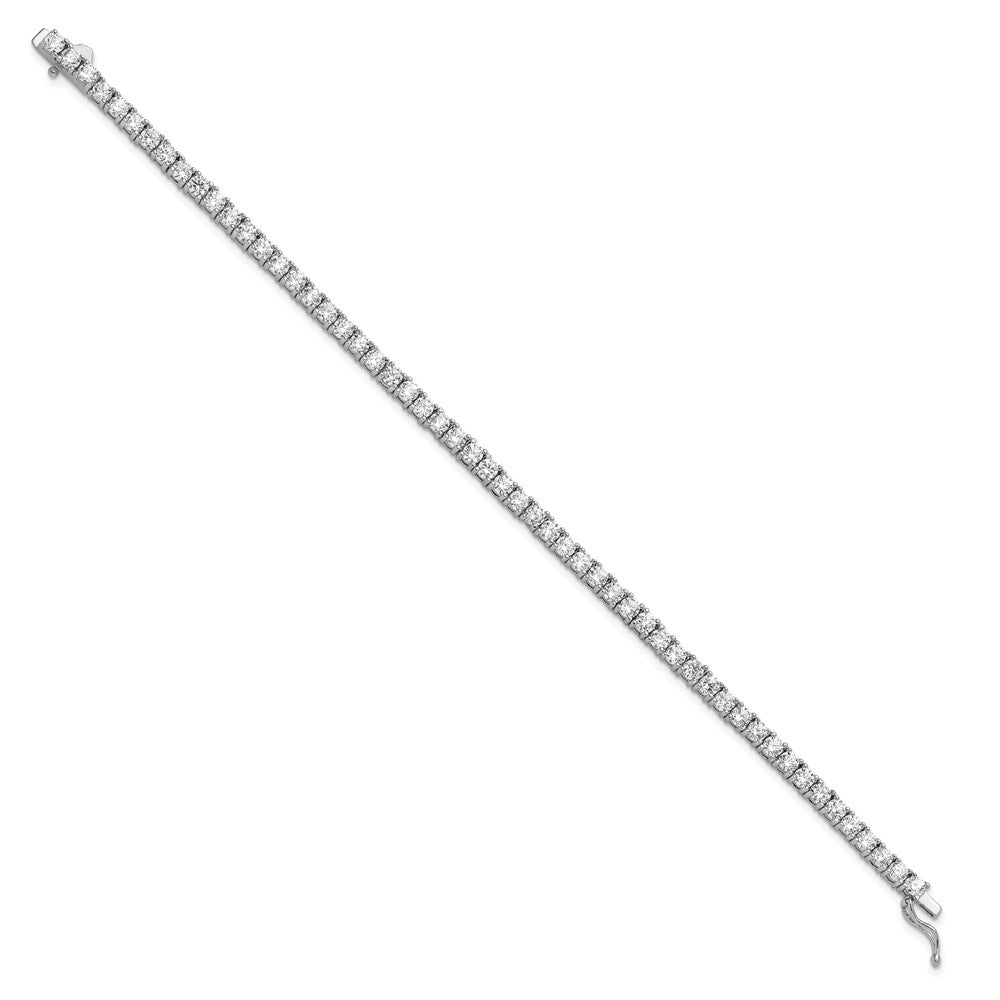 Sterling Shimmer Sterling Silver Rhodium-plated 3mm CZ 55 Stone 7 inch Bracelet QG3489-7