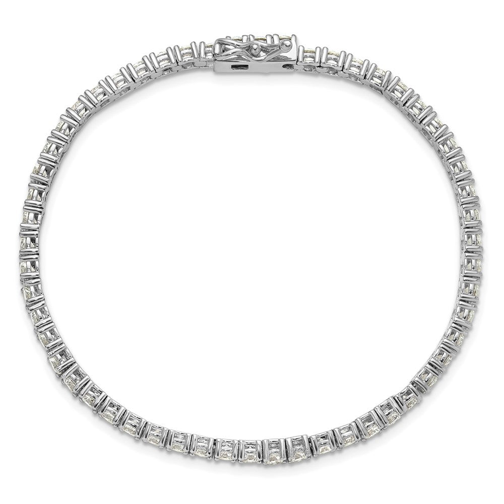Sterling Shimmer Sterling Silver Rhodium-plated 3mm CZ 55 Stone 7 inch Bracelet QG3489-7