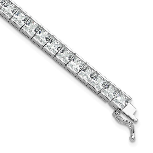 Sterling Shimmer Sterling Silver Rhodium-plated 7 inch 40 Stone CZ Bracelet QG3490-7