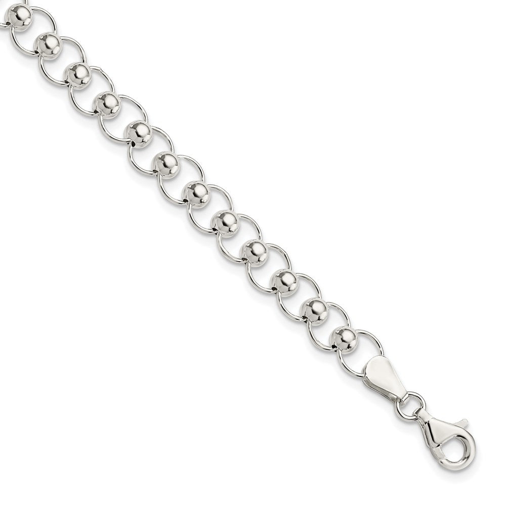 Sterling Silver Polished Beaded Bracelet QG3594-7.5