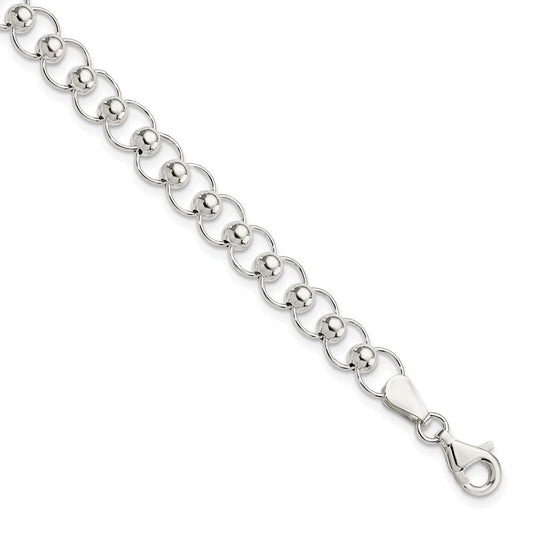 Sterling Silver Polished Beaded Bracelet QG3594-7.5