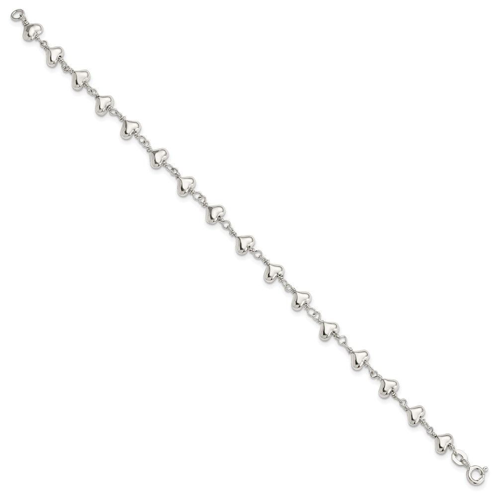 Sterling Silver Polished Heart Link Bracelet QG3606-7.25