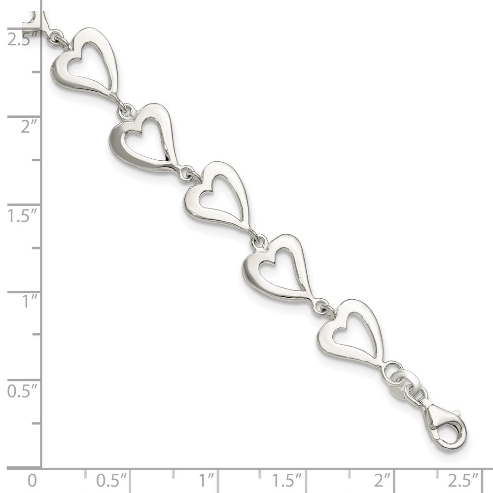 Sterling Silver Polished Heart Bracelet QG3609-7.5