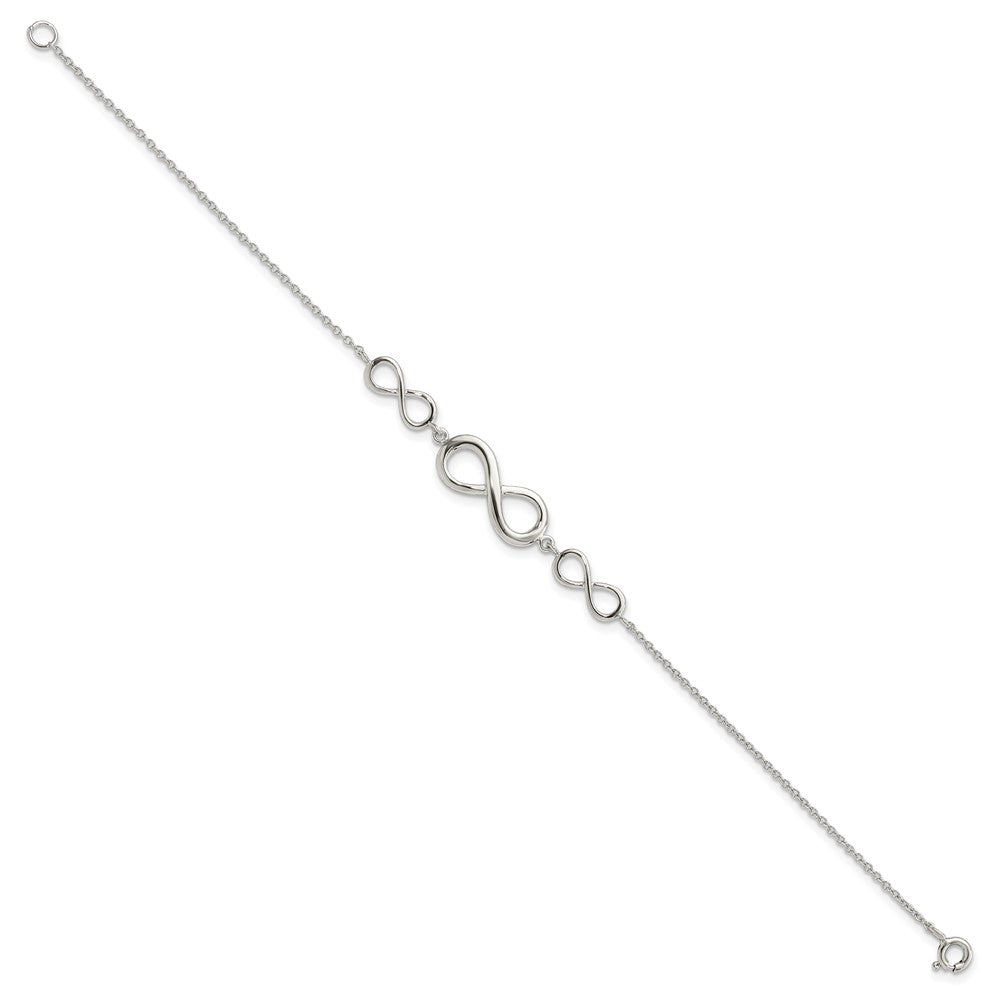Sterling Silver Rhodium-plated Polished Infinity Symbol Bracelet QG3627-7.25
