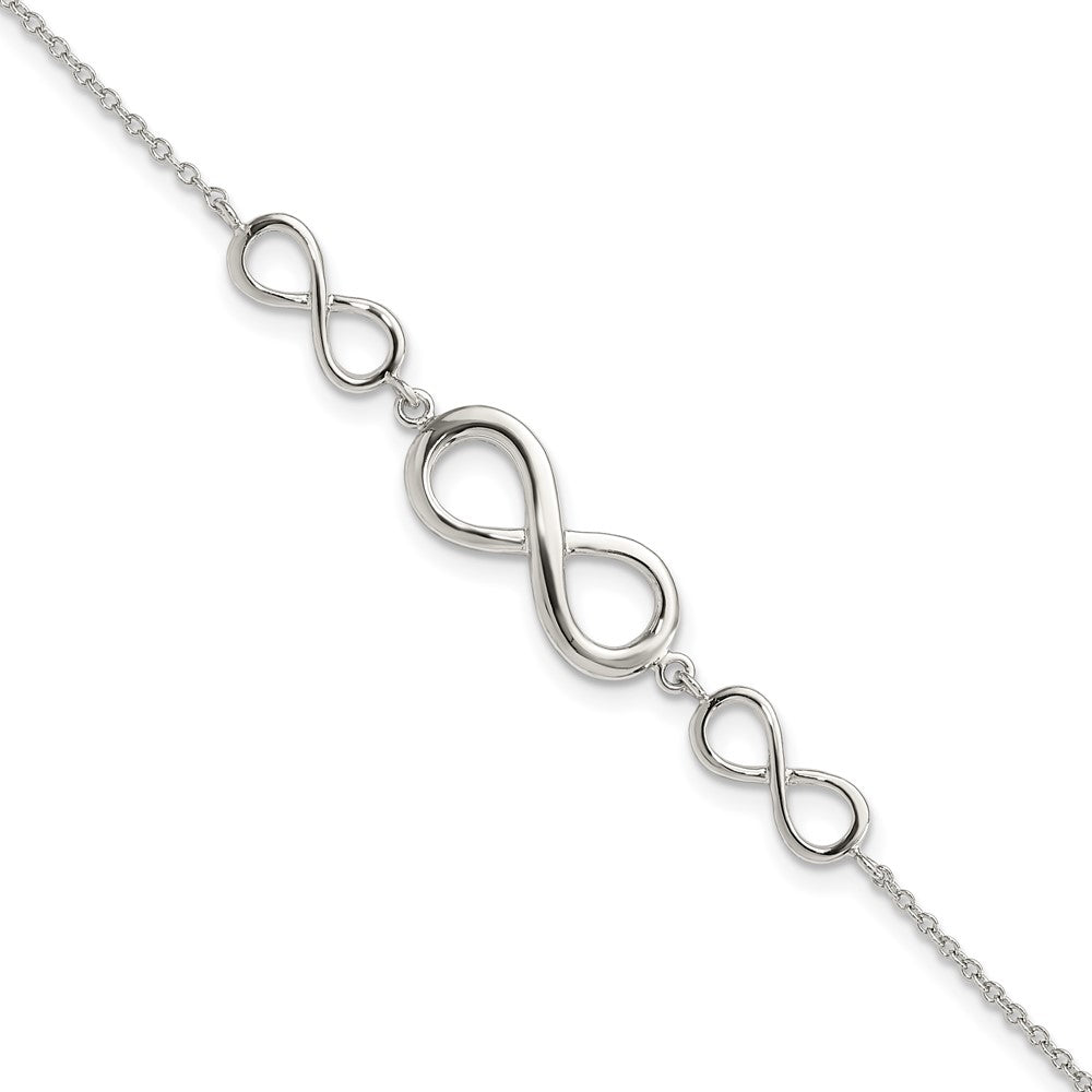 Sterling Silver Rhodium-plated Polished Infinity Symbol Bracelet QG3627-7.25