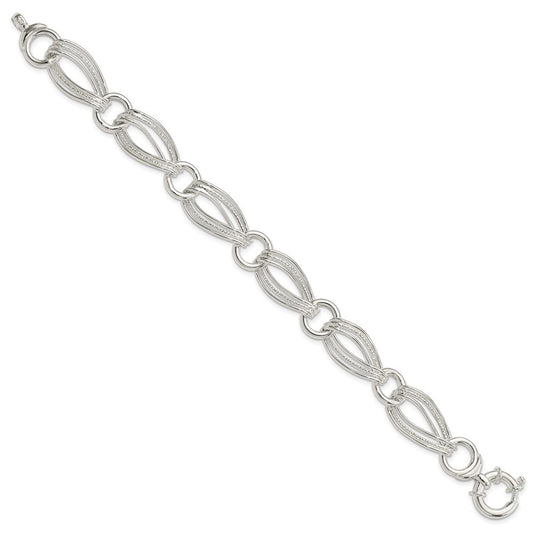 Sterling Silver Polished And Textured Link Bracelet QG3874-8