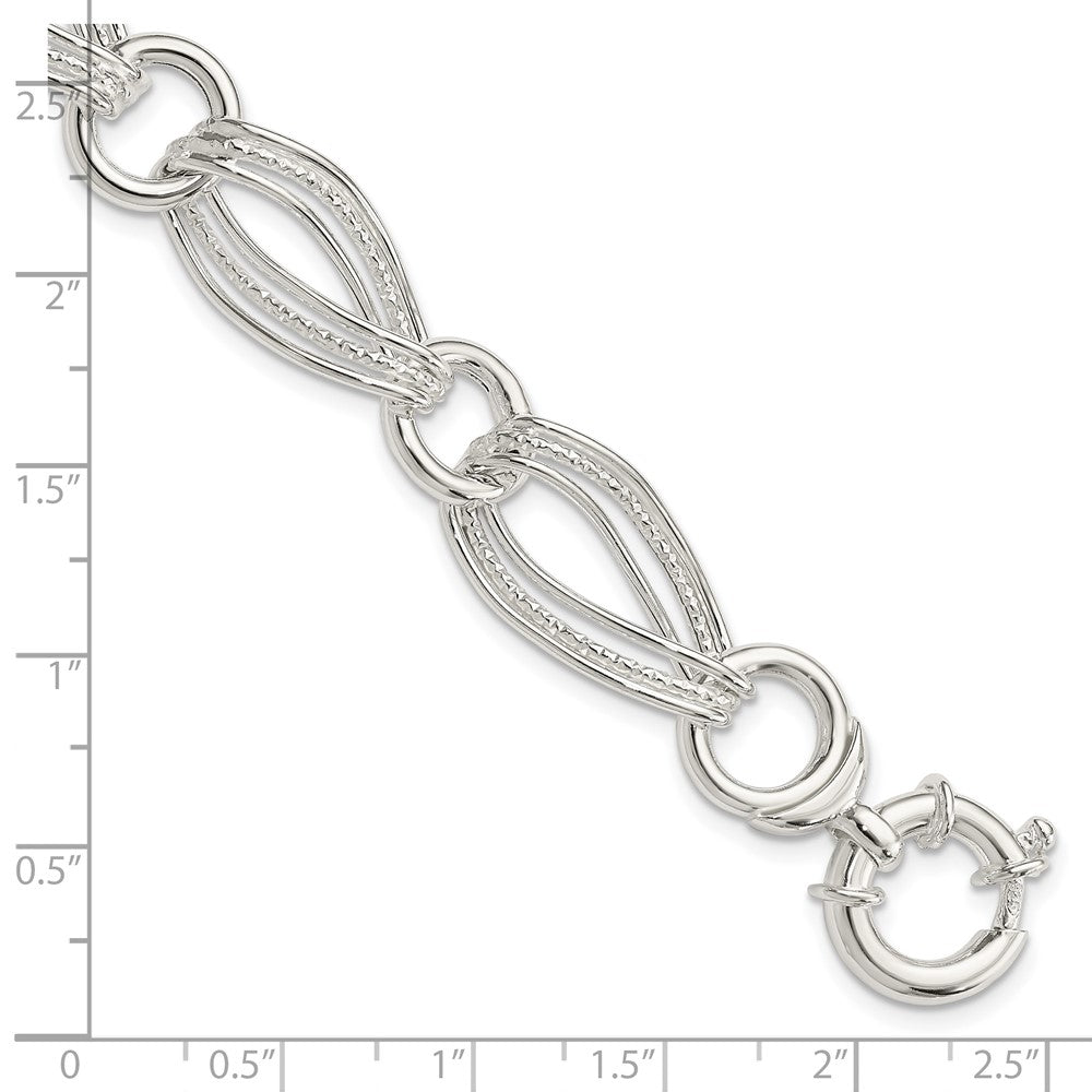 Sterling Silver Polished And Textured Link Bracelet QG3874-8