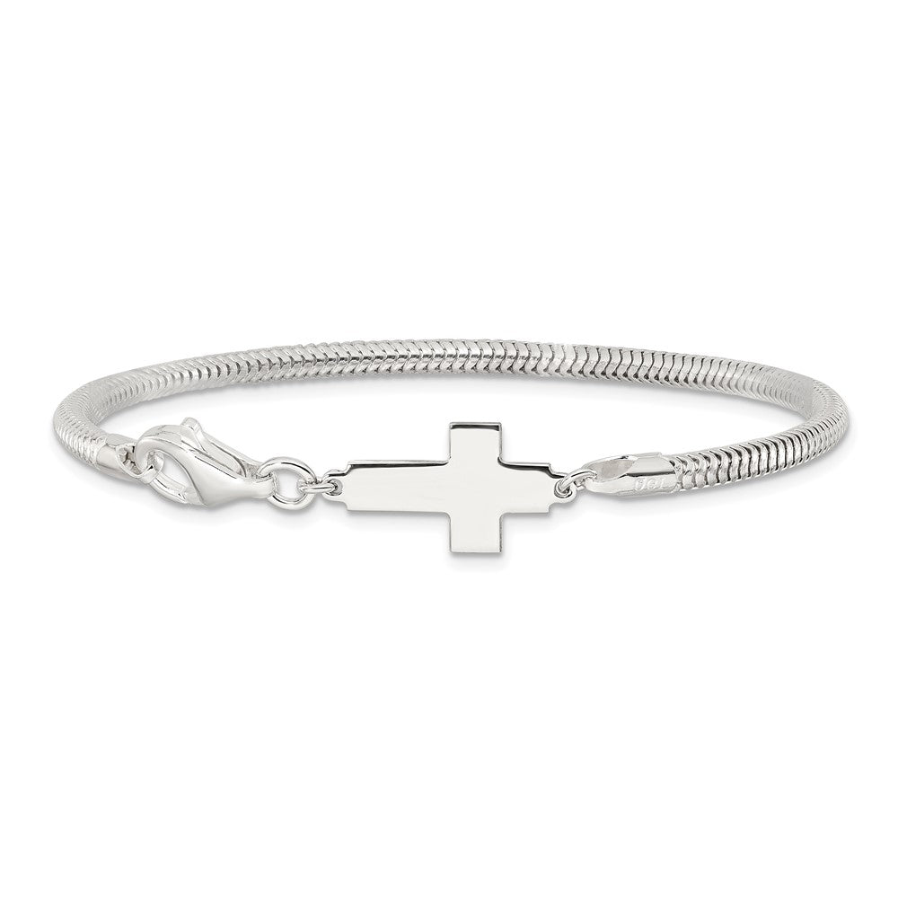 Sterling Silver Sideways Cross Bracelet QG3916-7.5