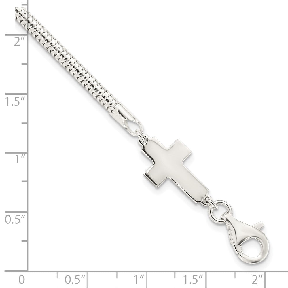Sterling Silver Sideways Cross Bracelet QG3916-7.5