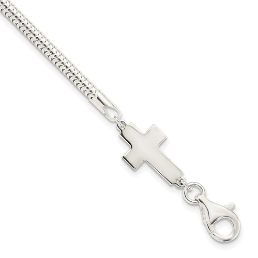 Sterling Silver Sideways Cross Bracelet QG3916-7.5