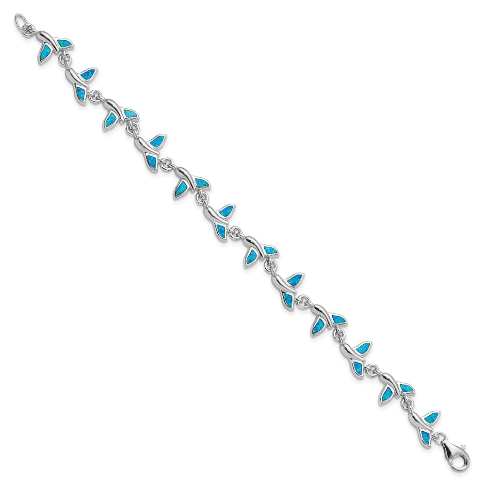 Sterling Silver Rhodium-Plated Whale Tail 7.75 inch Bracelet QG3988-7.75
