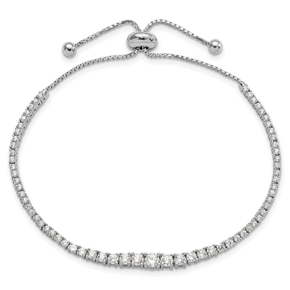 Sterling Shimmer Sterling Silver Rhodium-plated 67 Stone Graduated CZ Adjustable 5 inch up to 9 inch Bracelet QG4164