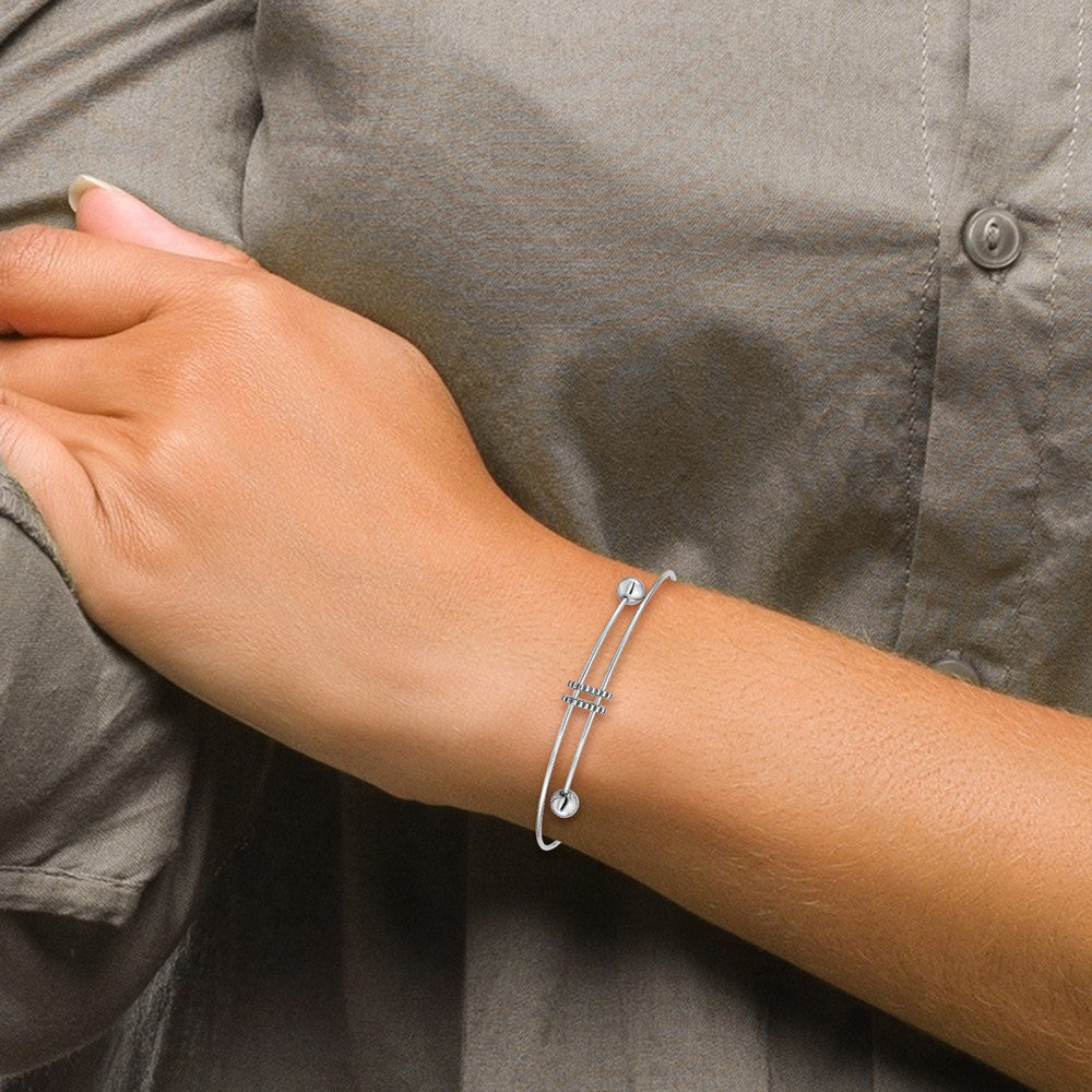 Sterling Silver Rhodium-plated Polished Expandable Bangle QG4169