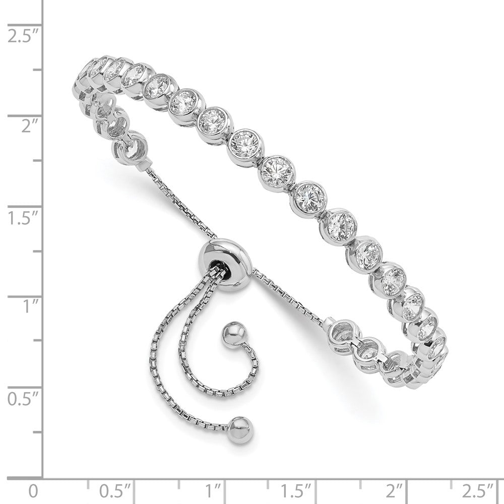 Sterling Shimmer Sterling Silver Rhodium-plated 26 Stone CZ Adjustable Bracelet QG4176