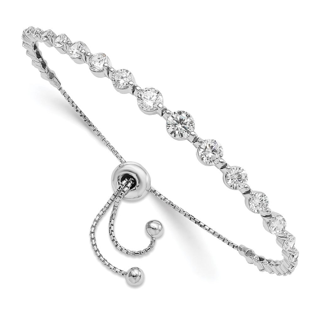 Sterling Shimmer Sterling Silver Rhodium-plated 29 Stone CZ Adjustable 5 inch up to 8.75 inch Bracelet QG4180
