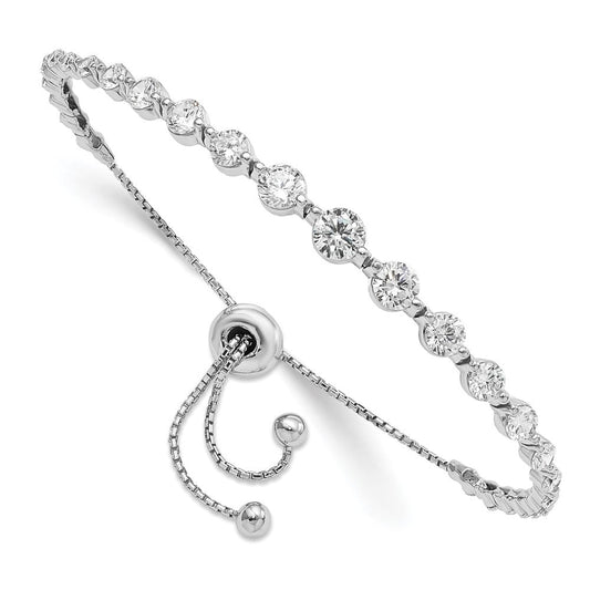 Sterling Shimmer Sterling Silver Rhodium-plated 29 Stone CZ Adjustable 5 inch up to 8.75 inch Bracelet QG4180