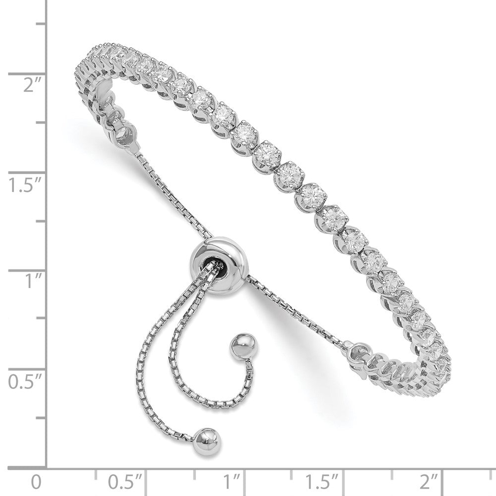 Sterling Shimmer Sterling Silver Rhodium-plated 39 Stone CZ Adjustable Bracelet QG4182