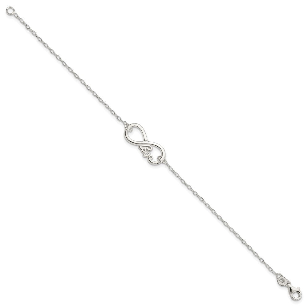 Sterling Silver Polished infinity Sign w/LOVE 7.5 inch Bracelet QG4231-7.5