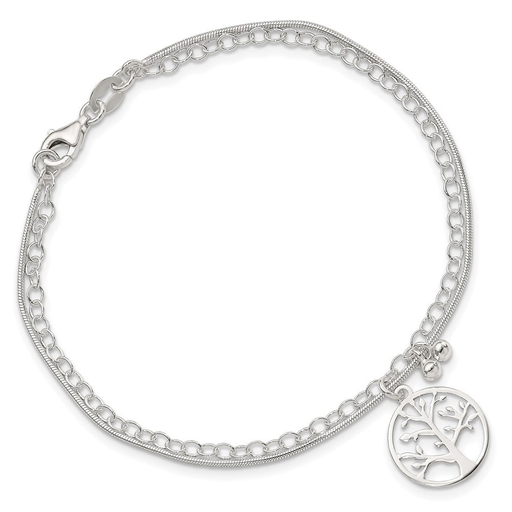 Sterling Silver Polished 2-strand Tree 7.5in Bracelet QG4235-7.5