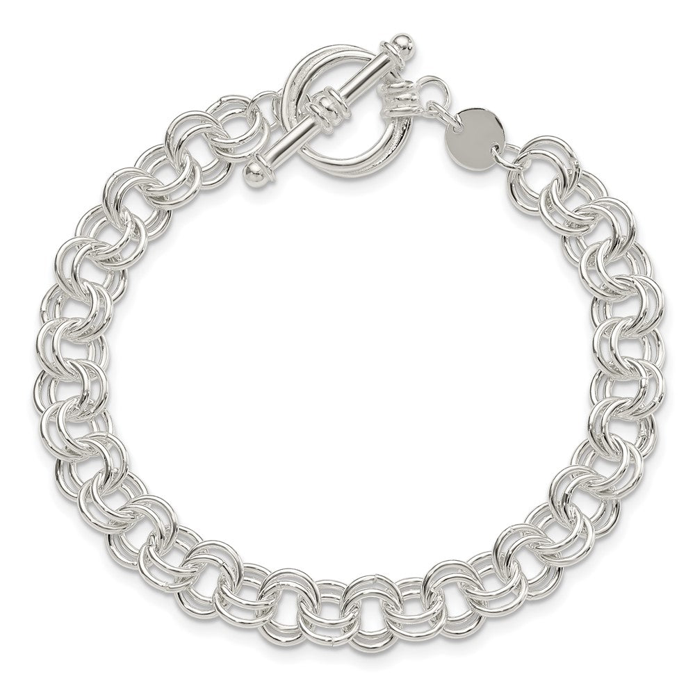 Sterling Silver Polished Fancy Link 7.5 inch Toggle Charm Bracelet QG4259-7.5