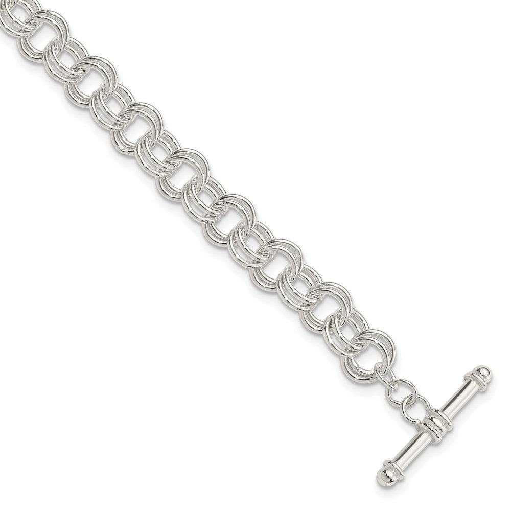 Sterling Silver Polished Fancy Link 7.5 inch Toggle Charm Bracelet QG4259-7.5