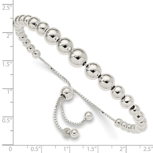 Sterling Silver Graduated Beads Adjustable Bracelet QG4548-8.5