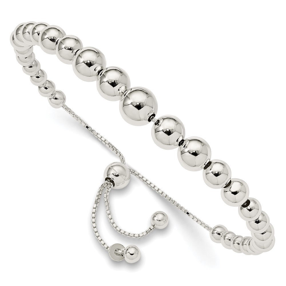 Sterling Silver Graduated Beads Adjustable Bracelet QG4548-8.5