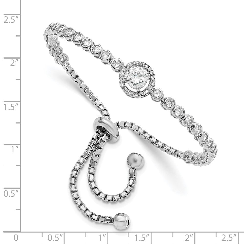 Sterling Silver Rhodium-plated CZ Adjustable Bracelet QG4624
