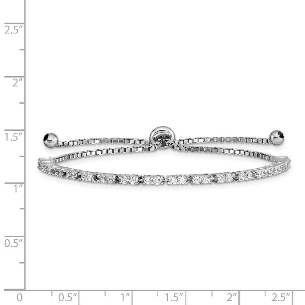 Sterling Silver Rhod-plated April CZ Adjustable Bracelet QG4757APR