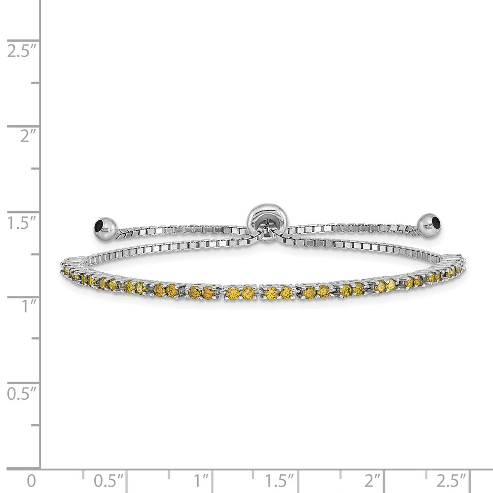 Sterling Silver Rhod-plated August Lime CZ Adjustable Bracelet QG4757AUG
