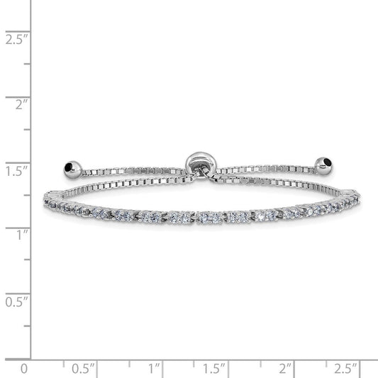 Sterling Silver Rhod-plated June Lavender CZ Adjustable Bracelet QG4757JUN