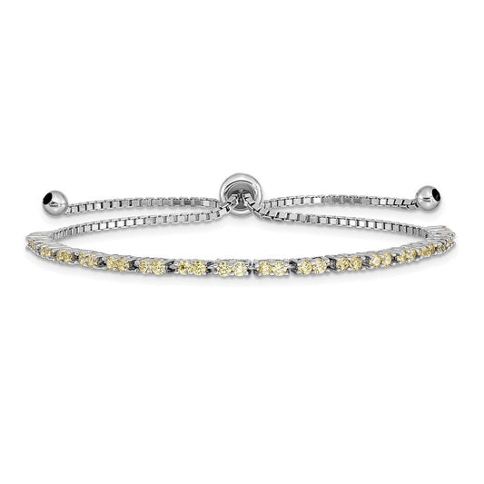 Sterling Silver Rhod-plated November Yellow CZ Adjustable Bracelet QG4757NOV