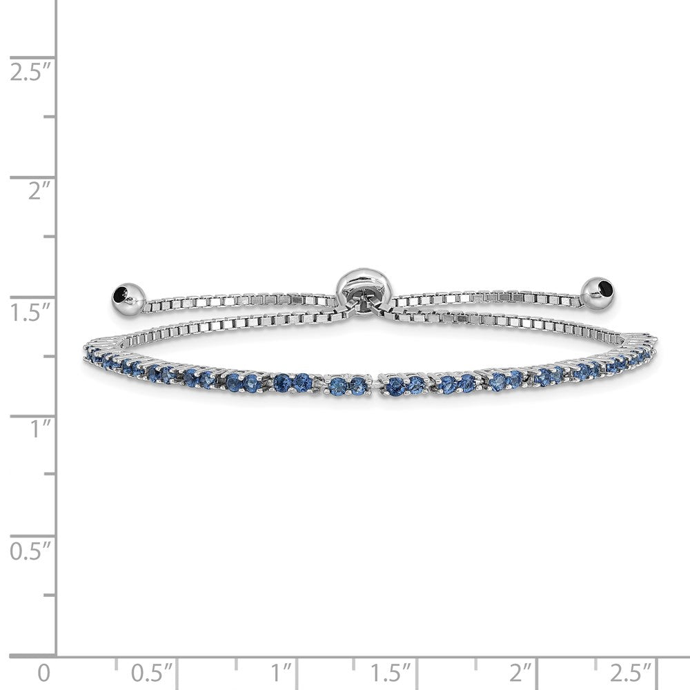 Sterling Silver Rhod-plated September Blue CZ Adjustable Bracelet QG4757SEP