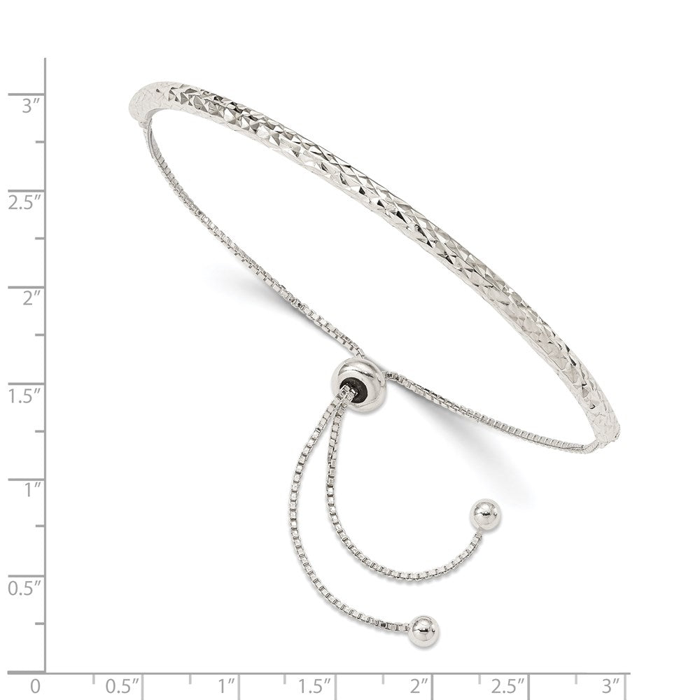 Sterling Silver Rhodium-plated Diamond Cut Adjustable Bracelet QG4758