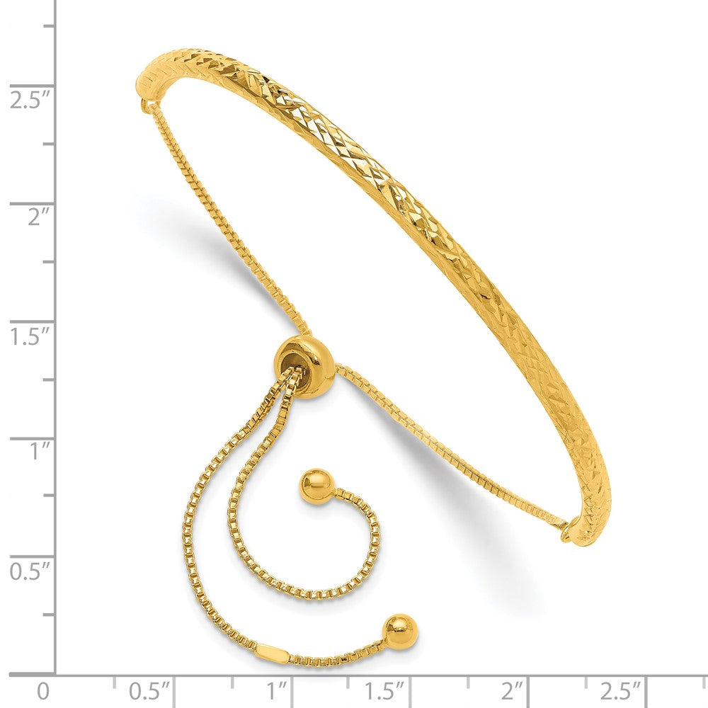 Sterling Silver Gold-tone Diamond-cut Bar Adjustable Bracelet QG4758GP