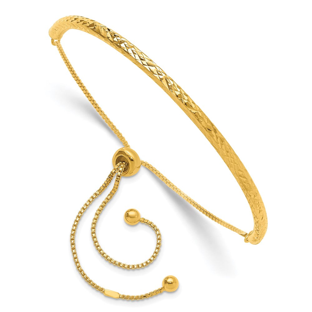 Sterling Silver Gold-tone Diamond-cut Bar Adjustable Bracelet QG4758GP