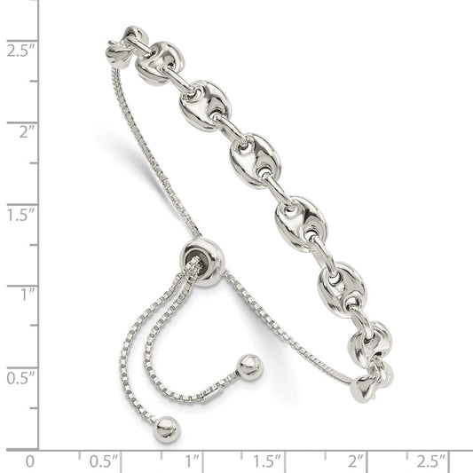 Sterling Silver Polished Link Adjustable Bracelet QG4770