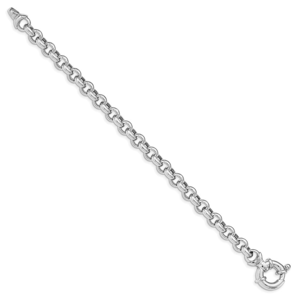 Sterling Silver Rhodium Plated Polished Rolo Link Bracelet QG4815-7.5