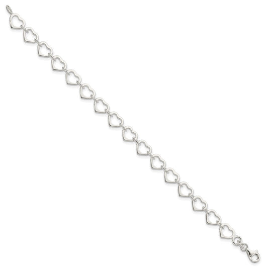 Sterling Silver Polished Heart Bracelet QG4851-7