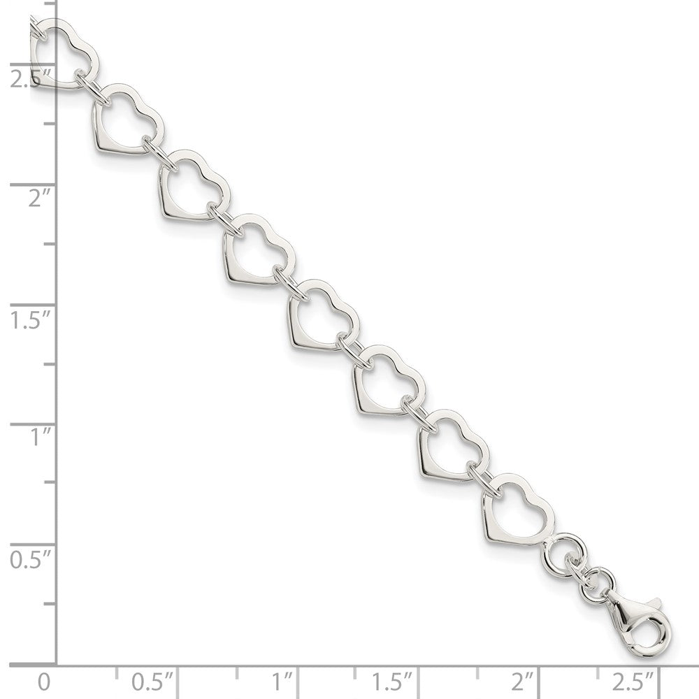 Sterling Silver Polished Heart Bracelet QG4851-7