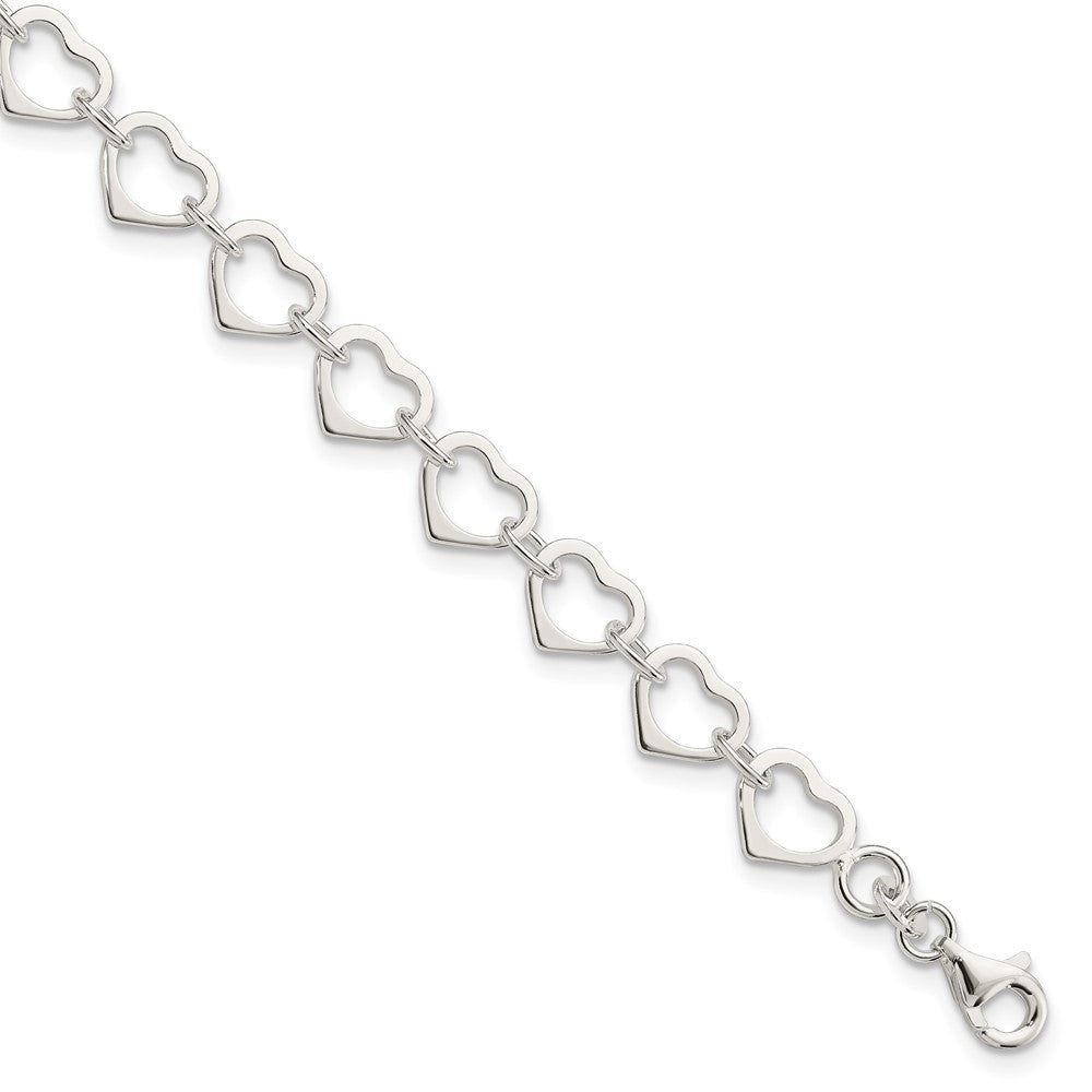 Sterling Silver Polished Heart Bracelet QG4851-7