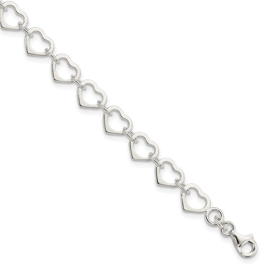 Sterling Silver Polished Heart Bracelet QG4851-7