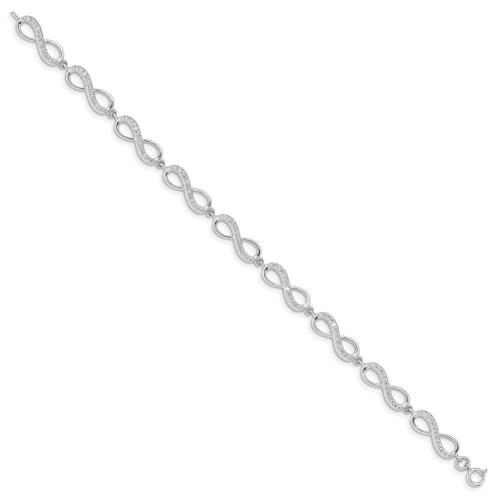 Sterling Silver Rhodium Plated CZ Infinity Bracelet QG4877-7