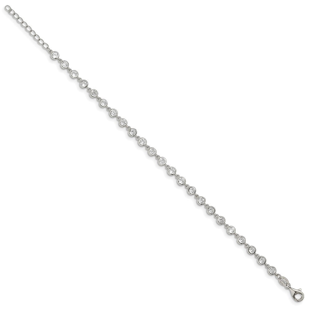 Sterling Silver Rhodium-plated W/ 1 in ext. CZ Bracelet QG4885-7