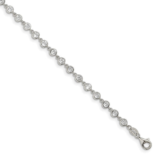 Sterling Silver Rhodium-plated W/ 1 in ext. CZ Bracelet QG4885-7