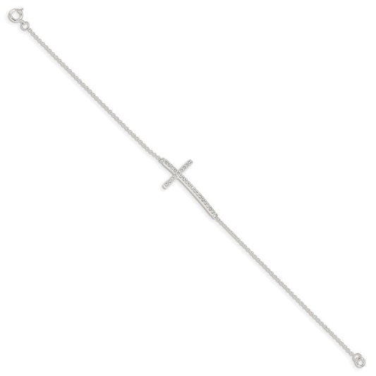 Sterling Silver CZ Cross Bracelet QG4893-7