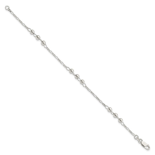 Sterling Silver Diamond Cut Beaded Bracelet QG4942-7