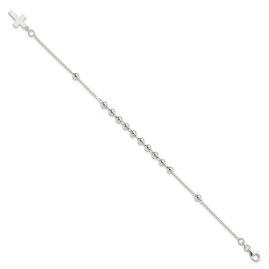 Sterling Silver Beaded Cross Bracelet QG4950-7.5