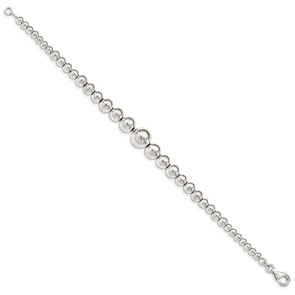 Sterling Silver Polished Graduated Beads Bracelet QG5036-7.5