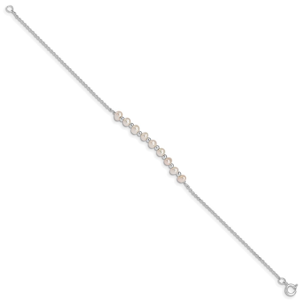 Sterling Silver White Semi-round Freshwater Cultured Pearl Bracelet QG5054-6.5